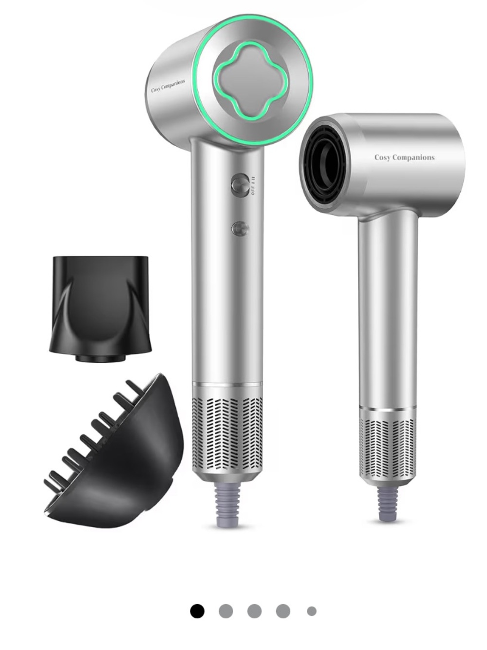 High-Speed Hair Dryer with Black Attachments